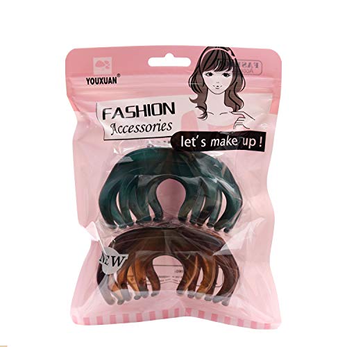 Hair Claw for Women, 4 Inch Pretty Hair Clip, Hair Grip for Thick Hair, Coffee and Niagara blue