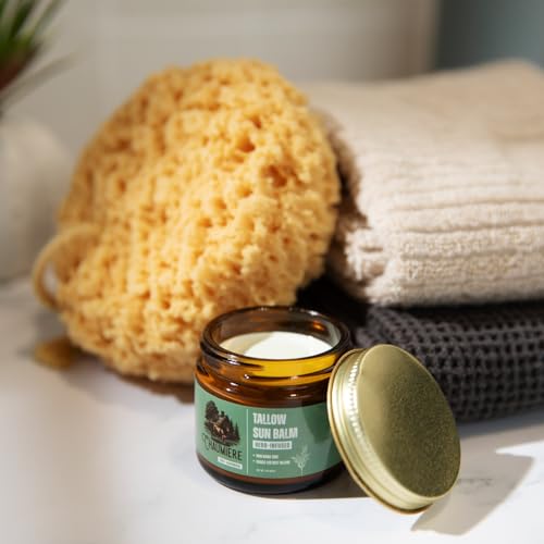 Herb-Infused Beef Tallow Sun Balm with Premium Natural Fragrance (2oz) 65g | Non Nano Zinc, | Grass-Fed, Pasture-Raised Beef Tallow from American Small Farms | Daily Use Organic Skin Moisturizer + Protection | Made In USA
