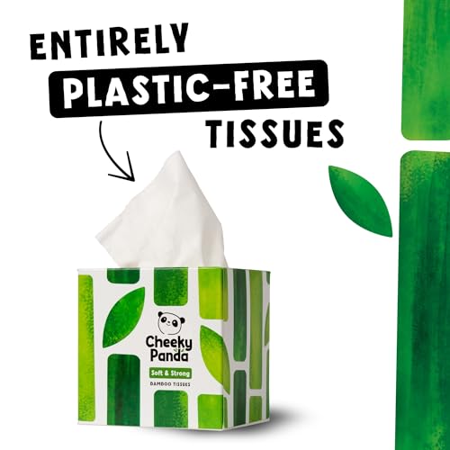 The Cheeky Panda Bamboo Facial Tissues Boxes | 12 x Tissue Boxes | Soft 3 Ply Bamboo Tissue Paper Bulk | Sustainable Tissues Cube Box