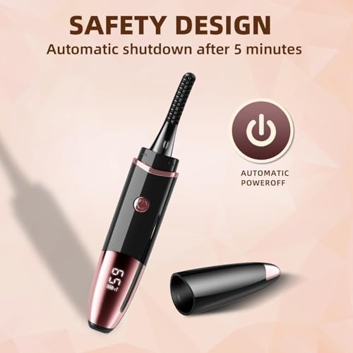 Heated Eyelash Curlers - Fast Heat up Within 10s - 24 Hours Long Lasting - Rechargeable Electric Eyelash Curler with Type-C, with 4 Heating Modes Anti-Burn Mini Lash Curler with LED Display-Black