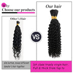 Curly Human Braiding Hair for Boho Braids Bohemian Water Wave Bulk 100% Human Hair for Micro Braiding Hair Wet and Wavy Boho Knotless Braids Hair No Weft 2 Bundles 100g Natural Color