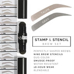 Dual-Color Eyebrow Stamp Stencil Kit with 5 Reusable Eyebrow Stencils for Professional Brow Stamping Shaping Kit and Instant Long Lasting Filling and Waterproof Tinting Definer