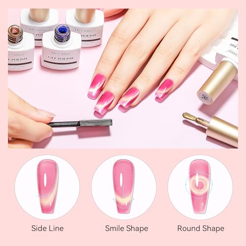 Cat Eye Gel Nail Polish Set-10 Colors with Magnet Cats Eye Gel Polish Silver Pink Blue Jelly Glass Effect Crystal Glitter Cateye UV Gel Kit Home Manicure DIY Nail Art