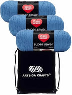 Red Heart Super Saver Delft Blue E300-885 (3-Skeins - Same Dye Lot) Worsted Medium #4 Acrylic Yarn for Crocheting and Knitting with Project Bag