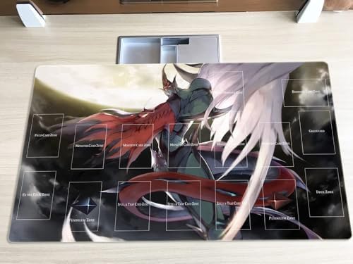 New Playmat Elemental Hero Flame Wingman TCG CCG Card Game Mat with Zones+ Free Bag (ZD014-438-A)