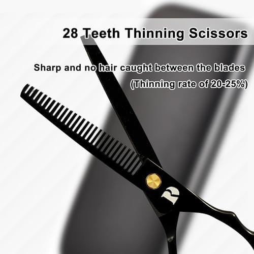 Professional Hair Cutting Shears,6 Inch Hairdressing Shears Barber Hair Scissors Edge Razor Sharp Blades Haircut Scissors for Men Women Kids Japan 440c Stainless Steel (Rainbow) (Black)