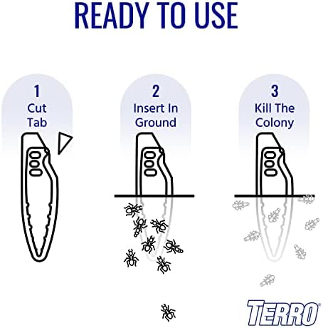 TERRO T1813B Outdoor Ready-to-Use Liquid Ant Bait Stake Ant Killer Trap - Kills Common Household Ants - 12 Bait Stakes
