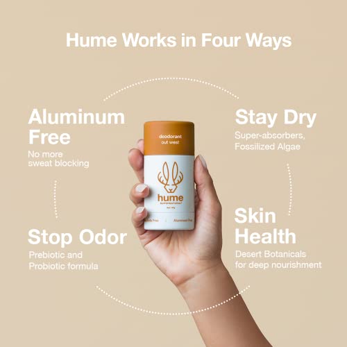 Hume Supernatural Aluminum Free Deodorant for Women & Men - Probiotic and Plant-Based, Long-Lasting Moisture Absorbing - Clean and Effective (Out West - 2-Pack)