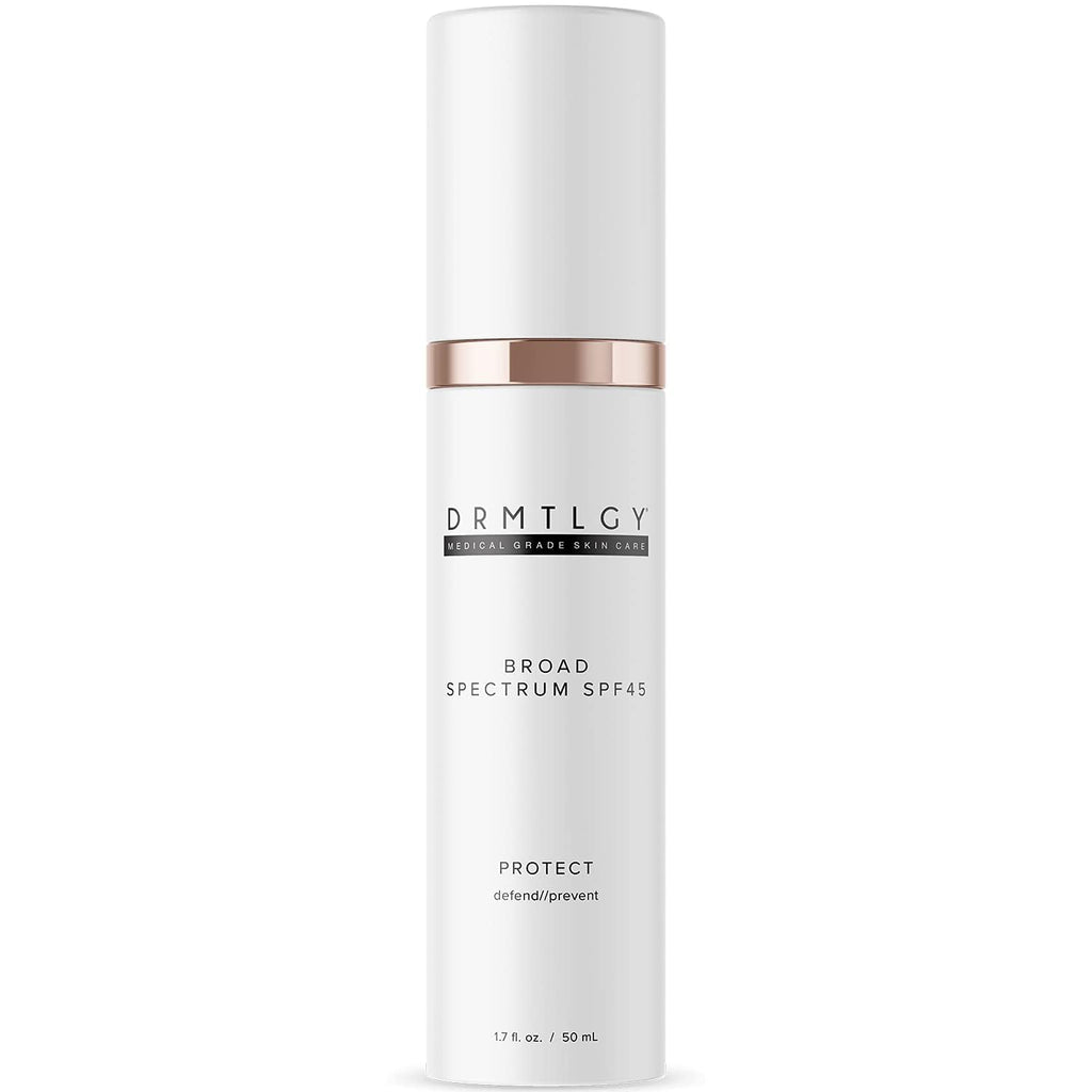 DRMTLGY Anti-Aging Clear Face Sunscreen SPF 45 – Oil-Free Zinc Oxide Sunscreen & Face Moisturizer for Sensitive & Acne-Prone Skin – Lightweight Makeup & Skin Care – FSA HSA Eligible (1.7 oz)