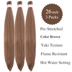 Braiding Hair Pre stretched Brown Prestretched Braiding Hair for Black Women Twist Kids Ez Braid Braiding Hair Synthetic Knotless Colored Hypoallergenic Hair extensions Pre-stretched