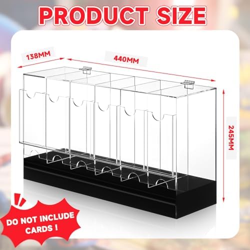 1 Pcs Acrylic Booster Pack Dispenser, Card Dispenser Storage and Organizer, for Trading Card, Booster Packs, Sports & More (Black Base 6 Slots)