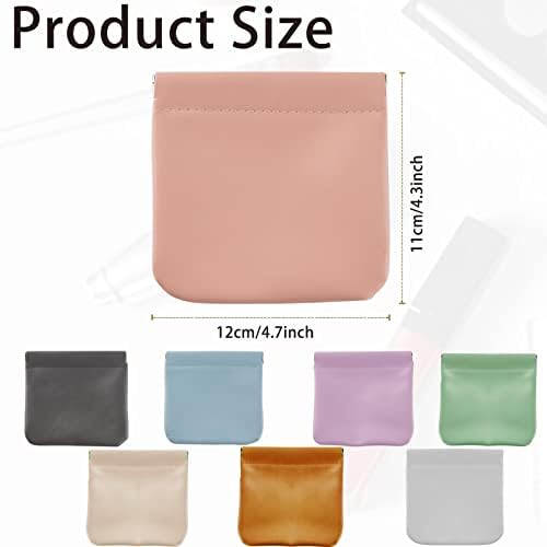 CANIPHA 8pcs Lambskin Pocket Cosmetic Bag, Waterproof Portable Small Makeup Bag No Zipper Self-closing Pouch for Women Mini Travel Storage Cosmetics Headphones Jewelry