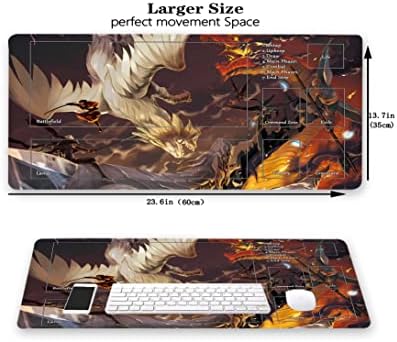 MTG Playmat, Game Play Mat for MTG TCG 24 x 14 inches Trading Card Inked Game Playmats with Storage Bag Smooth Rubber Surface Battle Game