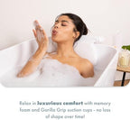 TranquilBeauty Bath Pillow, White, PVC, Pain Relief, 7 Suction Cups - Ergonomic Head & Back Support, Luxury Spa Experience, Waterproof Design, Ideal for Elderly & Children