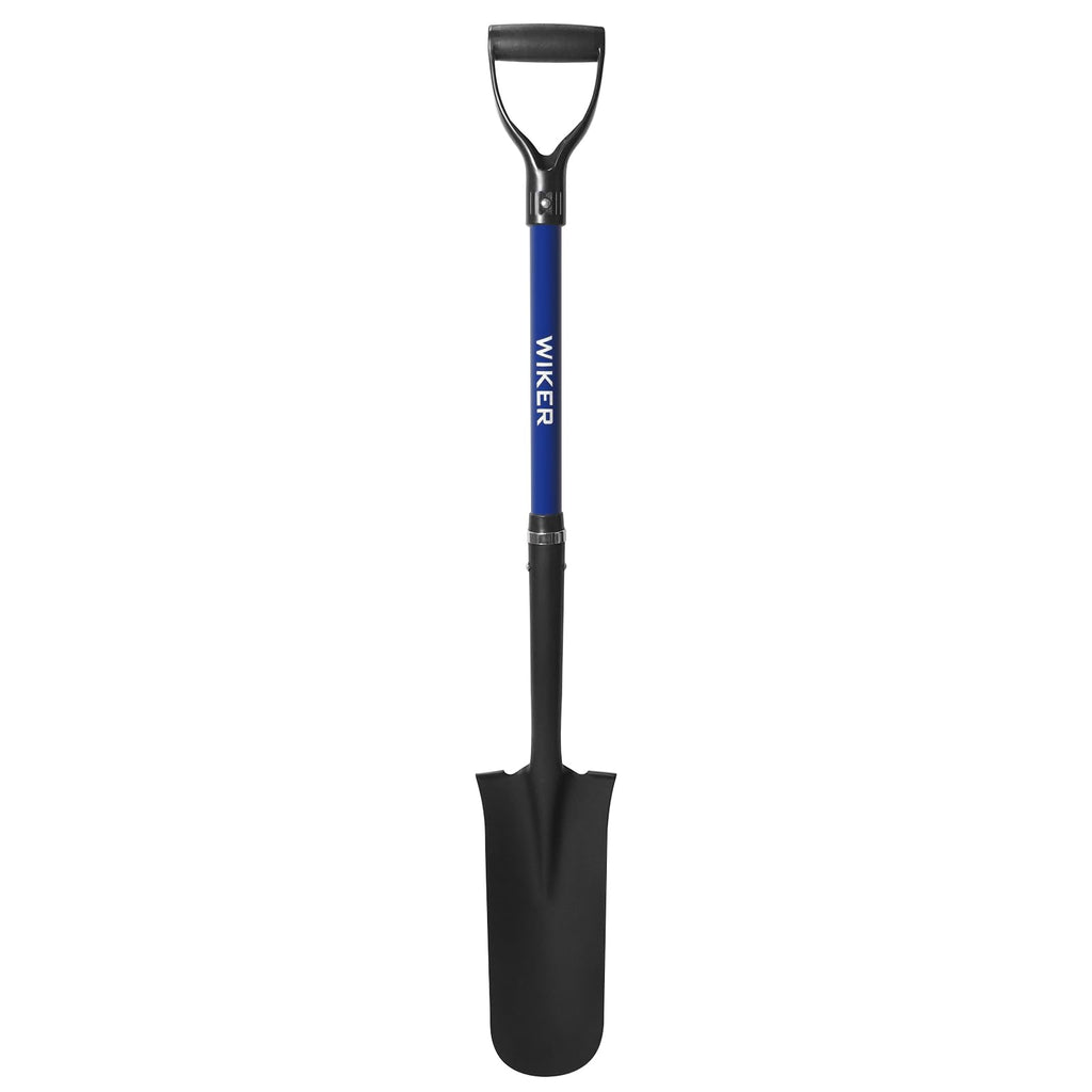 WIKER Spade Shovel,Sharp Shooter Shovel,Shovels for Digging,Planting,Trenching,Gardening,Drain Spade with Fiberglass Handle Heavy Duty,Blue,45 inches