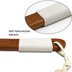 ICANdOIT-17.71Inch Natural Stiff Sisal Bristles Anti-Slip Long Handle Bath Brush,Bent Handle Shower Scrubber for Exfoliating,Shower Back Brush,Exfoliation Set with Pumice Stone(1 Pack)