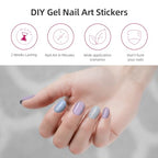Semi Cured Gel Nail Strips - 28 pcs UV Gel Nail Stickers for Women, Work with Any UV Lamp, Long Lasting Gel Nail Wraps, Includes Prep Pads, Nail File & Wood Stick (Orchid Purple)
