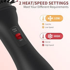 Dual Voltage Hair Dryer Brush with UK Plug Blow Dryer Brush for European Travel 110V-120V/220V-240V One Step Hot Air Brush and Styler Volumizer with Negative Ion Anti-frizz (Black+red)