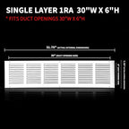 30x6 Return Air Grille(Duct Opening Size),Air Return Vent Cover,Flat Vent Cover,Rejillas De Aire Acondicionado para Casa,Return Air Grilles,Outer Dimensions:31.75"Wx7.75"H(30"W x 6"H, Duct Opening)