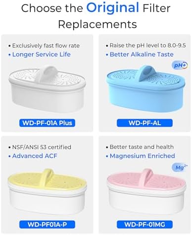 [Original] Waterdrop Alkaline Water Filter Replacement for All Waterdrop Pitcher and Dispenser Filtration System, Increase PH, Improved Coffee Taste, Last Up to 2 Months or 100 Gallons (Pack of 2)
