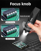 Digital Microscope Wireless Pocket Handheld USB Microscopes, 50x-1000x Zoom Fixed Focus HD Magnifier with LEDs, Inspection Camera Compatible with iPhone, Android Phone, MacBook, Windows PC (Black)