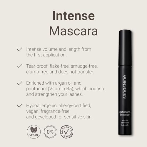 Hypoallergenic Mascara Sensitive Eyes - Smudge-Proof, Sweatproof, Lengthening Mascara with amazing separation of the lashes - Vegan, Non Toxic Mascara Black