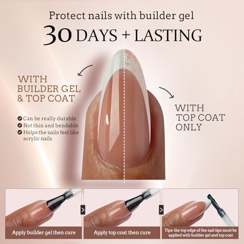 BTArtbox XCOATTIPS French Tip Nails - 5 Styles Long Square Press on Nails, Pre-Designed Swirl Nail Tips, Ultra Fit Soft Gel Nails False Nails, Soak Off Acrylic Fake Nails for Daily Nail Art DIY