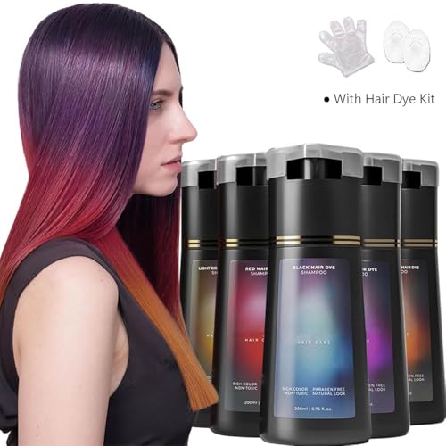 Polar Hair Dye Shampoo, Polar Hair Care Hair Dye Shampoo, Haircare Instant Dye Shampoo, Natural Hair Color Shampoo for Gray Hair Coverage, Suitable for Women & Men (Black)