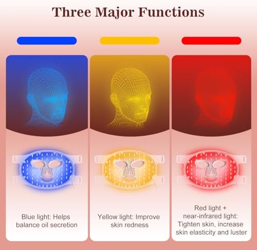 Red Light Therapy for Face, 3 Modes Portable Led Face Mask Light Therapy with Remote, Near-Infrared 850 Red Light Therapy Mask with Timing Function, Red Light Therapy at Home 180 LED Beads
