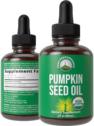 Pumpkin Seed Oil. USDA Organic Vegan Liquid Drops Extract For Women and Men. Supplement For Hair Growth, Skin Health, UT, Prostate Support. Zero Sugar, Gluten Free. Take Orally No Capsules