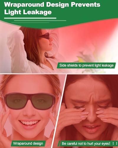 LIGHTMEUP Red Light Therapy Glasses Eye Protection for Infrared & LED Light Sessions Lightweight Goggles