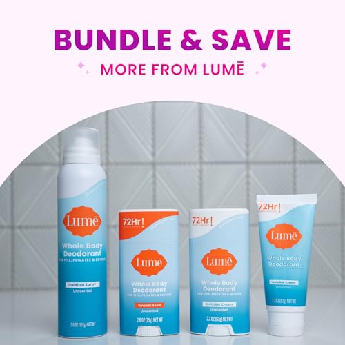 Lume Invisible Spray Deodorant For Women - Whole Body Deodorant Spray - 72 Hr Odor Control - Ozone Friendly, Natural Propellant - Aluminum & Baking Soda Free, Skin Loving - 2 pack (Unscented)