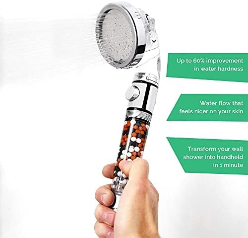Original StoneStream EcoPower High Pressure Handhled Shower Head + Shower Filter + Wall Adapter Kit