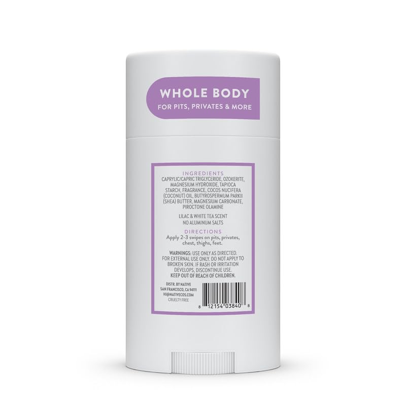 Native Whole Body Deodorant Stick Contains Naturally Derived Ingredients, Deodorant for Men and Women | 72 Hour Odor Protection, Aluminum Free with Coconut Oil and Shea Butter | Lilac & Tea