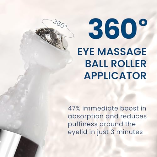 5% Caffeine 5% Retinol Eye Cream for Dark Circles, Puffiness and Bags, Hyaluronic Acid and Niacinamide Under Eye Cream Anti Aging, Eye Serum for Fine Lines, 360° Eye Massage Ball Roller