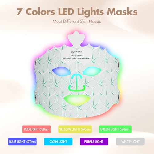 Red Light Therapy Mask for Face, 7 Colors LED Face Mask Light Therapy At Home, Led Face Mask Light Therapy, Green