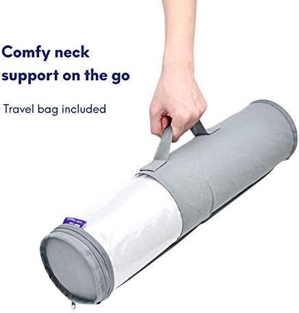 C CUSHION LAB Roll Pillow for Neck Relief - Extra Dense Memory Foam Round Cylinder Bolster for Cervical Support, Spondylosis, Neck Pain Relief, & Spine Lumbar Traction - Washable Cover & Travel Bag