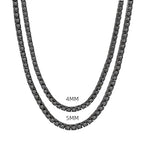 4mm Black Moissanite Tennis Necklace for Women Mens Stainless steel Iced Out Lab Grown Moissanite Diamond Round Cut Necklaces for Men Tennis Hip Hop Chain (4MM Moissanite, 24 inch)