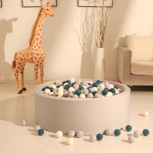 GOGOSO Ball Pit Balls for Toddler, Baby Plastic Playballs Kids Soft Pastel Pelotas Non-Toxic BPA-Free,Dark Green +Gray+White,100 Balls