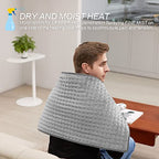 Heating Pad - Electric Heating Pads - Hot Heated Pad for Back Pain Muscle Pain Relieve - Dry & Moist Heat Option - Auto Shut Off Function (Light Gray, 33''×17'')