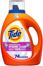 Tide Hygienic Clean Heavy 10x Duty Liquid Laundry Detergent, HE Compatible, Spring Meadow Scent, 74 Loads, 105 fl oz