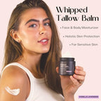 Beef Tallow for Skin (Vanilla Lavender 2 oz) - Whipped Tallow Balm for Face and Body - Natural Moisturizer for Sensitive Dry Skin - Handmade Body Butter - 100% Grass-Fed - Gentle Skincare