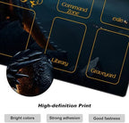 DEGDFSGR for MTG Playmat with Zones 24 x 14 inches for TCG Playmats Non-Slip Rubber Base Commander Play Mat for Lorcana Trading Card Game, Rock Wings Black Dragon Fire