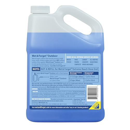 Wet & Forget Moss, Mold, Mildew, & Algae Stain Remover Multi-Surface Outdoor Cleaner Concentrate, Original, 128 Fluid Ounces