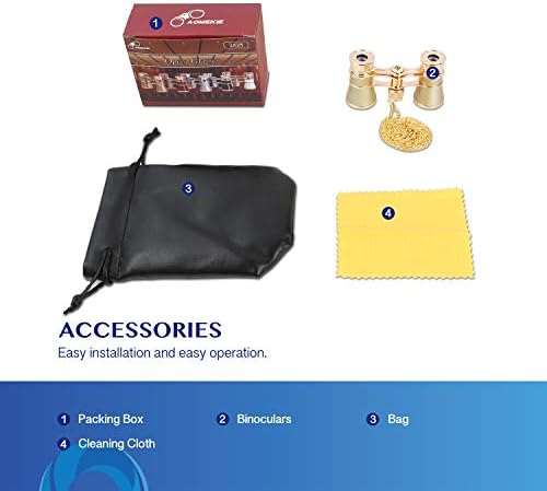 Aomekie Opera Glasses Binoculars 3X25 Theater Glasses Mini Binocular Compact with Chain for Adults Women in Musical Concert（Gold）