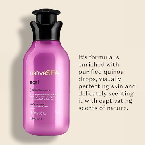 Nativa SPA by O Boticário, Açaí Moisturizing Body Lotion | Long-Lasting Hydration and Lightweight, Fragranced Moisturizer, 13.5 Ounce