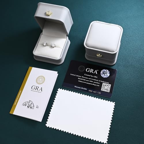 Moissanite Stud Earrings for Women 2CT 925 Sterling Silver Earrings for Women Men 18K White Gold Plated Earrings D Color VVS1 Round Lab Created Diamond Earrings for Men