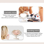 XPXKJ 7 Inch Vintage Heart Mirror - Elegant Desk Makeup Mirror with Double Sided 360 Degree Rotation Vanity Mirror for Coquette Room Decor (Beige 1pcs)