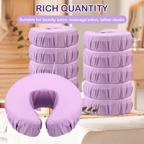 Macarrie 24 Pcs Face Cradle Covers for Massage Table Microfiber Reusable Soft Thicker Massage Table Head Rest Covers Bulk Oil Proof Headrest Cradle Sheets for Spa Beauty Salons(Purple)