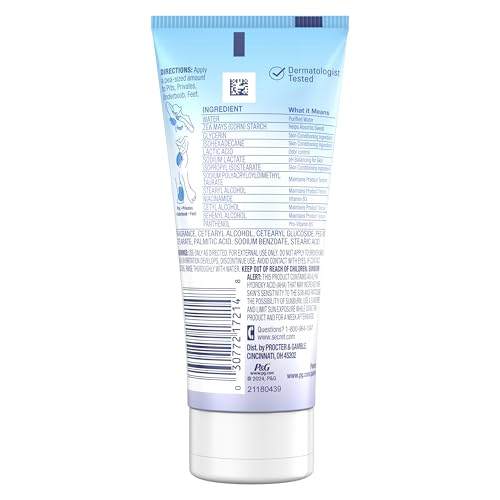 Secret Whole Body Deodorant Dry Feel Cream + Absorbs Sweat for Women, Completely Clean Scent, Aluminum Free Deodorant, 72 HR Odor Protection, 3.0 oz